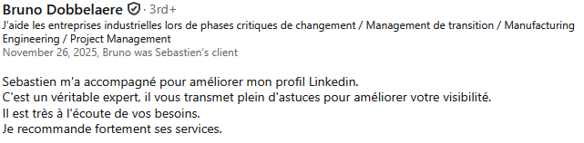 Recommandation LinkedIn de Bruno Dobbelaere