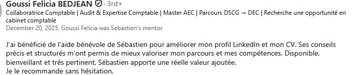 Recommandation LinkedIn de Goussi Felicia Bedjean