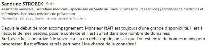 Recommandation LinkedIn de Sandrine Strobek